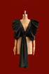 TOCUYO CROPPED TOP RUFFLES V NECK BLACK